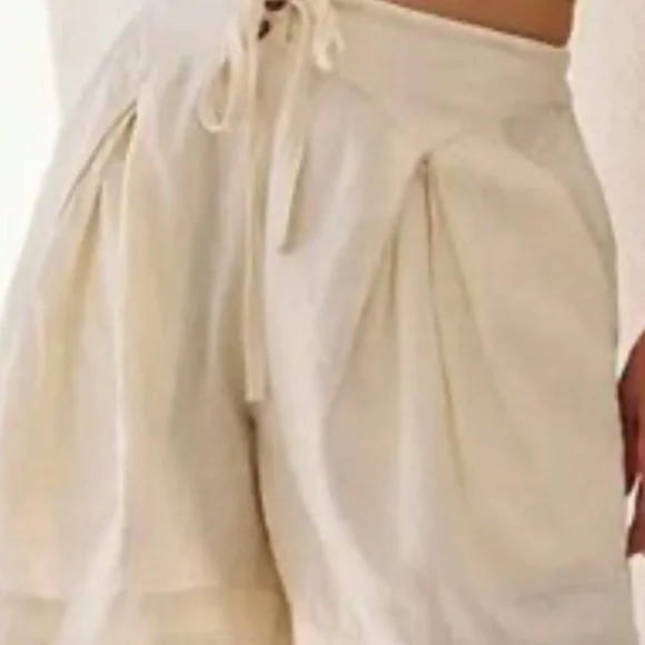 NWOT  Free People Free-est Breeze Line Linen blend shorts xs Cream Fren Dew - Picture 2 of 8